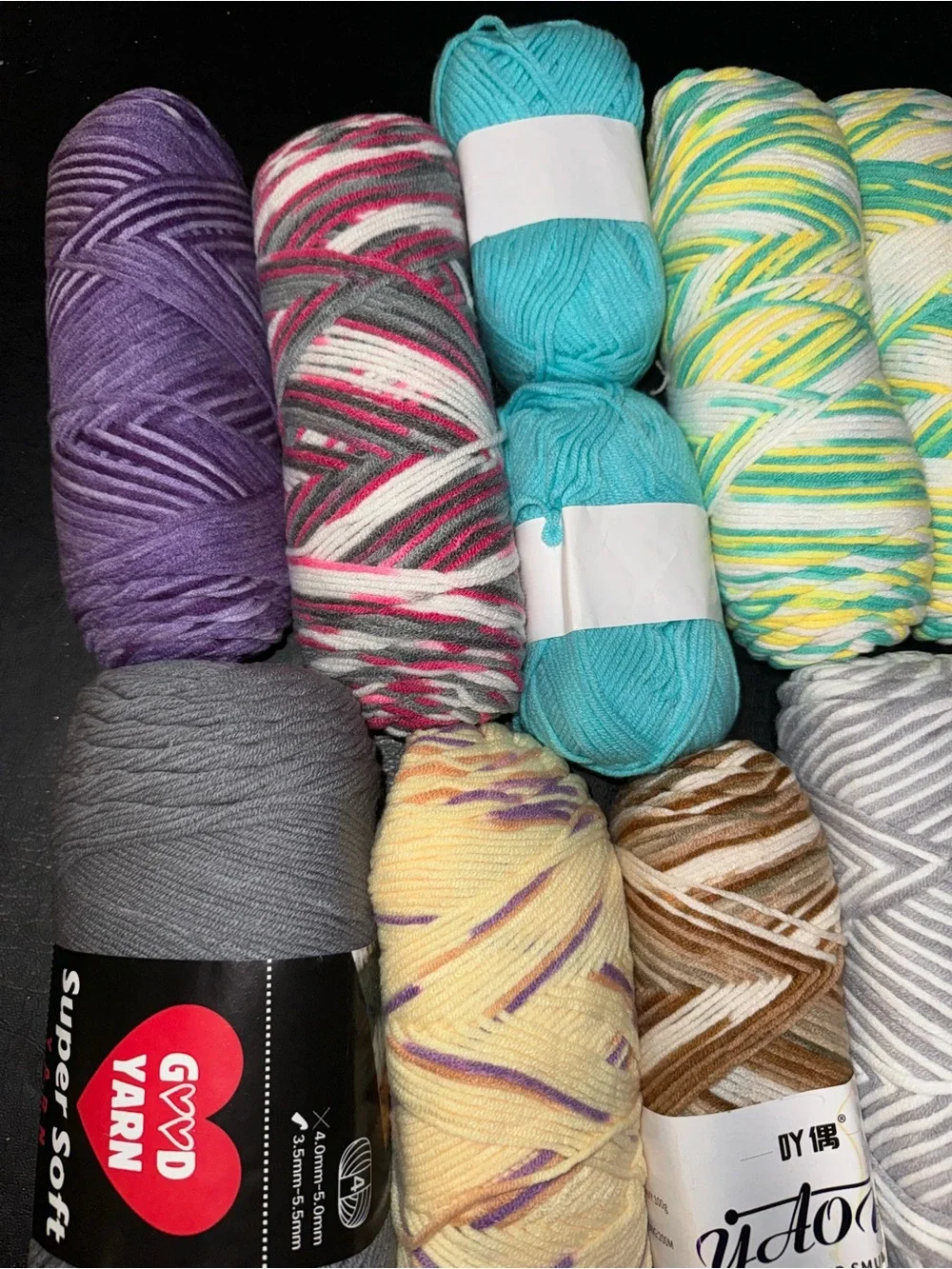 Yarn Lot of 28 skeins various sizes and styles all new lot #1